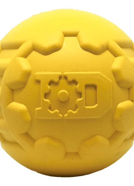 Industrial Dog Ball Rubber Chew Toy for Heavy Chewers | Yellow | USA Made | SodaPup