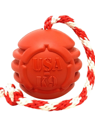 USA-K9 Stars and Stripes Rubber Dog Toy | K9 Handler Reward Toy | Red | USA Made