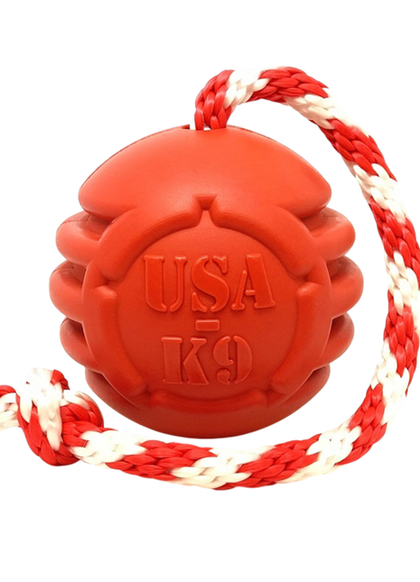 USA-K9 Stars and Stripes Rubber Dog Toy | K9 Handler Reward Toy | Red | USA Made