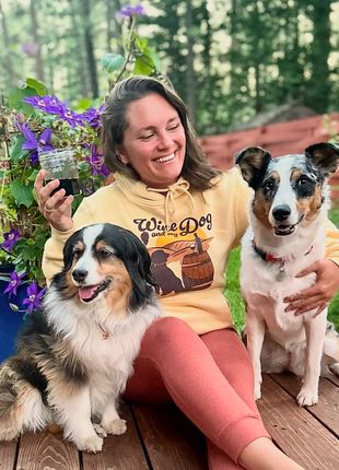 Hoodie: Wine & My Dog (Yellow Cream)