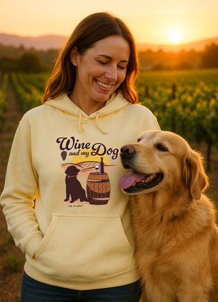 Hoodie: Wine & My Dog (Yellow Cream)